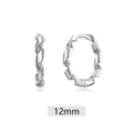 Silver-plated 12mm twisted rope hoop earrings with S925 sterling silver post - 12mm / Silver