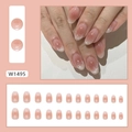Sweet nude pink gradient press-on nails with silver glitter and oval shape set - W1495 Blush Cat Eye