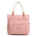Grand cabas en nylon rose imperméable avec plusieurs poches zippées et poches latérales - Rose
