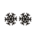 Minimalist black stainless steel snowflake stud earrings with a hollow-out floral center - Matte Black