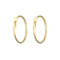 Detailed view of large gold polished stainless steel hoop earrings with secure closure - 30MM / Gold