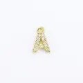 Miniature gold plated letter A pendant with micro inlaid zircon stones for bracelets - Letter A / Gold