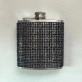 Portable 6oz stainless steel hip flask covered in dense black rhinestones with screw cap - 6oz / Black Full Rhinestone 180ml