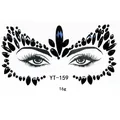 Detail of YT-159 black acrylic face jewels for artistic eye makeup and party decoration - Black Glamour Mask Style (YT-159)
