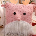 55cm Pink knitted Christmas reindeer plush doll with antlers and white faux fur beard - Pink Reindeer