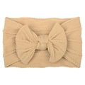 Beige knitted cable texture baby headband with a large soft bow decoration - Light Khaki