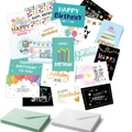 Biglietti d'auguri 3D con disegni colorati e buste verdi e bianche coordinate - Set di Biglietti e Buste (S665#)