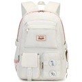 Creamy white waterproof nylon backpack with pink accents and Mozza Sunrise logo - Bare Bag / White