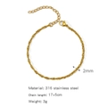 2mm twisted 18K gold plated stainless steel chain bracelet with adjustable 17+5cm length - Twisted Box Chain (ZHSLG36)