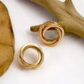 Golden multi-layer nested geometric hoop earrings with polished finish on wood decor - Multi-layer Nested Circles