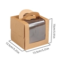 Kraft paper cake box with clear window and handle, measuring 13.5x13.5x15cm size - 3 Inch Tall Kraft With Tray