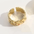 Verstellbarer, 14K vergoldeter geometrischer Ring mit bunten Zirkonsteinen - Bunter Zirkonia (JZ0166-3)