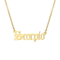 Collana segno zodiacale Scorpione placcata oro 18K con scritte gotiche in acciaio - Scorpione