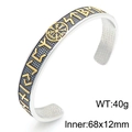 Silver Viking cuff bracelet with gold runes and Vegvisir compass in 68x12mm size - Two-tone Gold (KB203061-MZOZ)