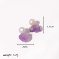 Elegant natural purple amethyst and white pearl earrings, 3.2g lightweight design - Pearl Amethyst Stud Earrings