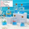 Bouteille marine avec fluide étoilé bleu et bateau miniature dans un flacon en verre - Bouteille de Vin (Petit Bateau Coloré)