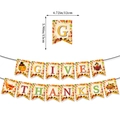Set striscione GIVE THANKS del Ringraziamento con tacchino e zucca su sfondo bianco - Striscione Raccolto Autunnale