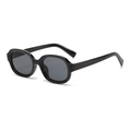 Klassische ovale schwarze Sonnenbrille mit glänzendem Rahmen und grauen Gläsern - Schwarzer Rahmen Graue Linsen (C1)