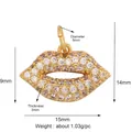 Pendentif lèvres dorées avec zircons blancs micro-pavés pour bijoux faits main - Lèvres Rouges / Or
