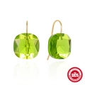 Orecchini lusso in argento S925 con cristallo zircone verde dal taglio cushion - Argento 925 / Oro-Zircone Verde