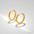 Detail shot of yellow enamel hoop earrings with polished gold metallic clasp closure - No. 16 Orange Yellow