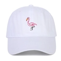 Gorra de béisbol de algodón blanco con bordado detallado de flamenco rosa al frente - Blanco