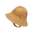 Kids khaki cotton sun hat with adjustable chin strap for outdoor sun protection - S (45cm 3-9 Months) / Turmeric
