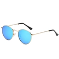 Retro round polarized sunglasses with gold metal frame and blue mirrored lenses - Gold Frame Blue Mirror (Polarized) C12