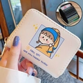 White leather card holder with cute art girl print and multi-slot accordion interior - Girl with Pearl Earring (18 Slots + 2 Coin Slots)
