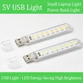 Barra luminosa LED USB 5V portatile con guscio trasparente per PC o power bank - 8 LED Luce Calda
