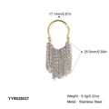 Dettaglio dell'anello con nappe in acciaio bicolore oro e argento con misure dei componenti - Taglia Unica (Regolabile) / Stile Nappa Bicolore Oro Argento (YYR025037)