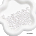 6x5mm glänzende weiße runde ABS-Perlenimitate in einer keramischen blütenförmigen Schale - Stil 52 Horizontales Loch Reiskorn 6x5mm Weiß 40 Stk./Packung