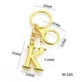 Golden stainless steel letter K keychain with lobster clasp and round ring ornament - Letter K