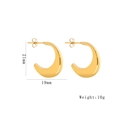 Detail view of gold crescent hoop earrings with 21mm by 19mm size measurements - 1180 Gold Crescent