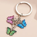 Colorful butterfly keychain with pink, blue and green enamel metal charms - Multicolor 3