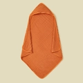 Soft 6-layer muslin cotton hooded baby towel in warm terra cotta brick red color - Brick Red (S74)