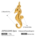 Gouden roestvrijstalen zeepaardje hanger voor sieraden met afmetingen op de foto - Zeepaardje Stijl (JDP0212049)