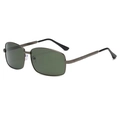 Gafas de sol polarizadas para hombre con lentes verde oscuro y montura de metal gris oscuro - Puente Simple Verde Oscuro