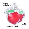 Peach fruit charm for DIY floating locket, red enamel finish with green leaves, 6mm size - Peach