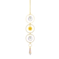 Detailed golden suncatcher featuring brass sun face and rainbow crystal prism pendants - Style 1
