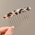 Pettine in acetato tartarugato con 11 denti in metallo argento per acconciature moda - Tartarugato Chiaro