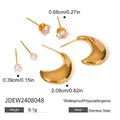 Drei Paar Ohrringe aus Edelstahl mit Zirkon, Perle und Halbmond-Design im Set - Perle Mond Zirkonia Set