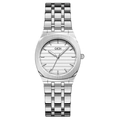 Minimalist silver GEDI quartz watch for women with white textured dial and steel band - Silver Case White Dial