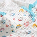 Soft six-layer cotton gauze baby towel with cute bunny prints and blue piping - 6-Layer 110*110cm / Wide Edge-Blue Edge Rabbit Paradise