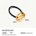 Minimalist black hair tie with premium 34mm gold stainless steel metal cylinder detail - Minimalist Strip Style / Gold
