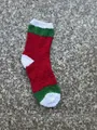 Plush red Christmas coral fleece socks with green stripes and white trim - One Size / Green Wide Stripes