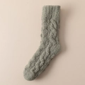 Chaussettes en polaire corail vert sauge avec texture épaisse en maille torsadée - Taille unique / Vert
