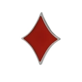 Broche badge en émail rouge en forme de carreau de carte à jouer avec bord argenté - Style Carreau (C1992-2)