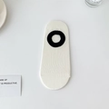 White breathable mesh no-show cotton sock with a black circle design and silicone grip - One Size / White with Black Rim