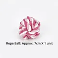 Pink and white braided cotton rope knot ball for dog teething toy, 7cm diameter - 7cm 85g / Pink White